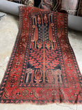 3'6 x 6'5 Antique Persian Senneh Rug #2748 / Small Vintage Rug - Blue Parakeet Rugs