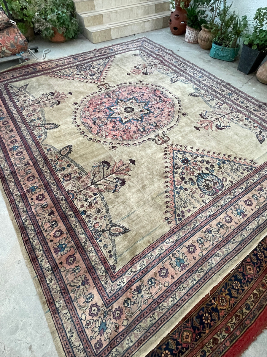 Large Square Vintage Rug / 10'6 x 12'6 Square-ish Turkish Sivas