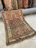 Antique Prayer Rug / 3x5 Vintage Rug #781