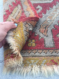 1'9 x 2'9 Antique Turkish Rug Mat - Blue Parakeet Rugs