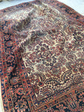 7'11 x 11' antique ivory Sarouk - Blue Parakeet Rugs