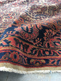 7'11 x 11' antique ivory Sarouk - Blue Parakeet Rugs