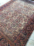 7'11 x 11' antique ivory Sarouk - Blue Parakeet Rugs