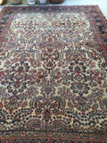 7'11 x 11' antique ivory Sarouk - Blue Parakeet Rugs
