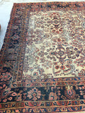 7'11 x 11' antique ivory Sarouk - Blue Parakeet Rugs