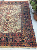 7'11 x 11' antique ivory Sarouk - Blue Parakeet Rugs