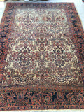7'11 x 11' antique ivory Sarouk - Blue Parakeet Rugs