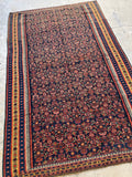 4'2 x 6'8 Antique Flat Weave Kilim Senneh #2624 / 4x7 flat weave Kilim - Blue Parakeet Rugs