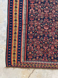 4'2 x 6'8 Antique Flat Weave Kilim Senneh #2624 / 4x7 flat weave Kilim - Blue Parakeet Rugs