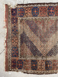 3x6 Antique Love Worn Baluch Rug #2830