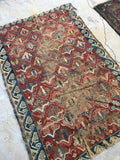 3'1 x 4'5 antique Caucasian rug / small vintage rug - Blue Parakeet Rugs