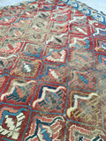 3'1 x 4'5 antique Caucasian rug / small vintage rug - Blue Parakeet Rugs
