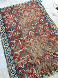 3'1 x 4'5 antique Caucasian rug / small vintage rug - Blue Parakeet Rugs