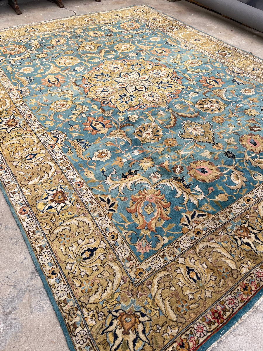 Persian Tabriz Blue Oval 7x9 ft Wool Carpet 29125