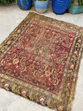 4’5 x 5’6 Worn Antique Karabagh rug #970 - Blue Parakeet Rugs