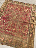 4’5 x 5’6 Worn Antique Karabagh rug #970 - Blue Parakeet Rugs