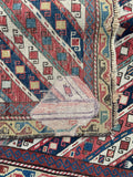 3'5 x 5'8 Antique Caucasian rug #2253 / 4x6 Vintage Rug - Blue Parakeet Rugs