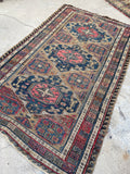 4'3 x 6'8 Antique flat weave Soumak rug #997 / 4x7 Vintage Rug - Blue Parakeet Rugs