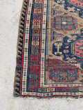 4'3 x 6'8 Antique flat weave Soumak rug #997 / 4x7 Vintage Rug - Blue Parakeet Rugs
