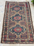 4'3 x 6'8 Antique flat weave Soumak rug #997 / 4x7 Vintage Rug - Blue Parakeet Rugs