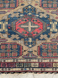 4'3 x 6'8 Antique flat weave Soumak rug #997 / 4x7 Vintage Rug - Blue Parakeet Rugs