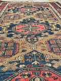 4'3 x 6'8 Antique flat weave Soumak rug #997 / 4x7 Vintage Rug - Blue Parakeet Rugs
