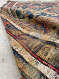 4'3 x 6'8 Antique flat weave Soumak rug #997 / 4x7 Vintage Rug - Blue Parakeet Rugs