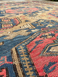 4'3 x 6'8 Antique flat weave Soumak rug #997 / 4x7 Vintage Rug - Blue Parakeet Rugs