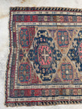 4'3 x 6'8 Antique flat weave Soumak rug #997 / 4x7 Vintage Rug - Blue Parakeet Rugs