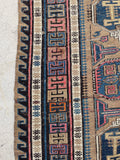 4'3 x 6'8 Antique flat weave Soumak rug #997 / 4x7 Vintage Rug - Blue Parakeet Rugs