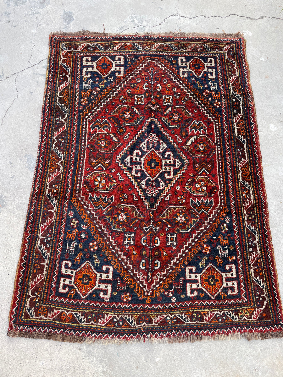 52×141 \"幸せの青い鳥\" ViNTAGE TURKiSH RUG Vintage Turkish Rug, 4'7