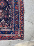 4'5 x 5' Antique nomadic wool rug #1261 / 4x5 Vintage Rug - Blue Parakeet Rugs