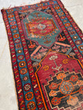 3'1 x 13'10 Antique Persian Runner #681 / 3x14 Vintage Runner - Blue Parakeet Rugs
