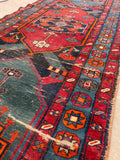 3'1 x 13'10 Antique Persian Runner #681 / 3x14 Vintage Runner - Blue Parakeet Rugs