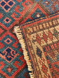 2'3 x 2'8 Antique Saddlebag rug #2117 / 2x3 Vintage Rug - Blue Parakeet Rugs