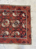 3'4 x 6 Antique Worn Turkoman rug #2574 / 3x6 Vintage rug - Blue Parakeet Rugs
