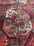 3'4 x 6 Antique Worn Turkoman rug #2574 / 3x6 Vintage rug - Blue Parakeet Rugs
