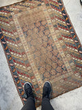 3'4 x 4'7 Antique Caucasian Rug #2576 / 3x5 Vintage Rug - Blue Parakeet Rugs