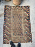 3'4 x 4'7 Antique Caucasian Rug #2576 / 3x5 Vintage Rug - Blue Parakeet Rugs