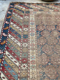 3'4 x 4'7 Antique Caucasian Rug #2576 / 3x5 Vintage Rug - Blue Parakeet Rugs