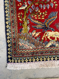 2'5 x 3'3 Pictorial Persian Kashan mat #2292 - Blue Parakeet Rugs