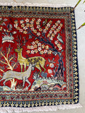2'5 x 3'3 Pictorial Persian Kashan mat #2292 - Blue Parakeet Rugs
