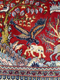 2'5 x 3'3 Pictorial Persian Kashan mat #2292 - Blue Parakeet Rugs