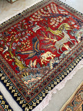 2'5 x 3'3 Pictorial Persian Kashan mat #2292 - Blue Parakeet Rugs