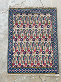 1'10 x 2'5 Vintage Scatter Rug #2494 - Blue Parakeet Rugs
