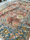 10'2 x 14' Antique rare 19th Century Sultanabad Mahal rug #2121ML / 10x14 Vintage Rug - Blue Parakeet Rugs