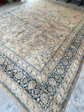 10'4 x 13'4 Antique muted Mashhad rug #2150 / 10x13 Vintage Rug - Blue Parakeet Rugs