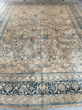 10'4 x 13'4 Antique muted Mashhad rug #2150 / 10x13 Vintage Rug - Blue Parakeet Rugs