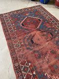 4'6 x 7'6 Antique Worn Kazak Rug #2686 / 5x8 Kazak - Blue Parakeet Rugs