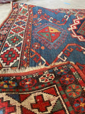 4'6 x 7'6 Antique Worn Kazak Rug #2686 / 5x8 Kazak - Blue Parakeet Rugs